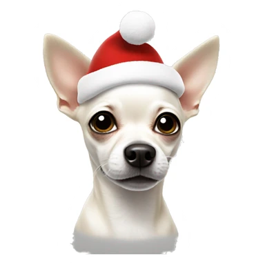 White chihuahua with black spots Santa hat sticker