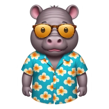 hippo with aloha shirt wearing sunglasses sticker