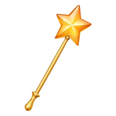 Classic magic wand like Apple's emoji but with yellow stars featuring a smooth yellow-to-orange gradient, sparkly magical effect sticker