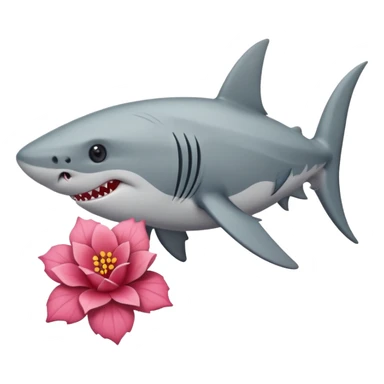 Un tiburón con una flor sticker