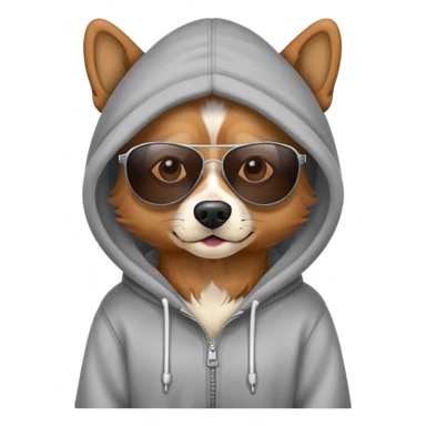 dog wearing hoodie and shades sticker
