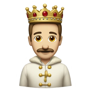 Create a classic emoji with a friendly man with an imperial crown on his head, a straight brown moustache, an ermine coat over his shoulder and the number 5 on his crown. His clothes are red. sticker