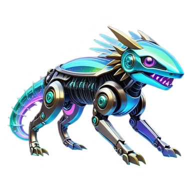  Epic legendary rare glowing mechanical Shiny sparkly transparent bioluminescent luminescent vibrant bright pastel dark exotic iridescent colorful gradients futuristic modern metallic glossy glittery fantasy-cyber-Fakémon-Vernid-creature sticker