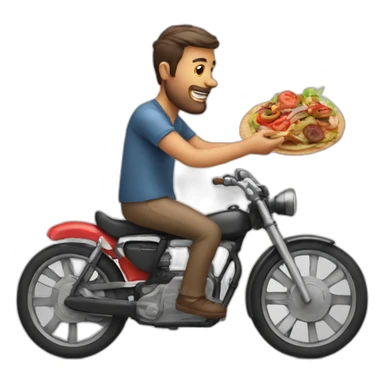 a man on a bike eating a kebab sticker