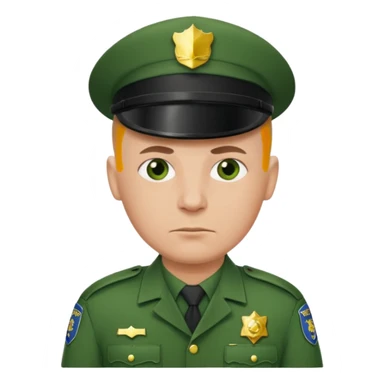 green uniform police bald no cap  sticker