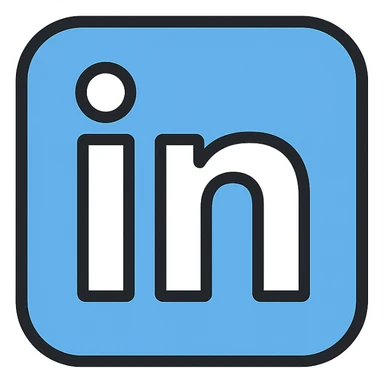 LinkedIn icon, lineal color outline style, blue outline with white fill, rounded corners, professional look sticker
