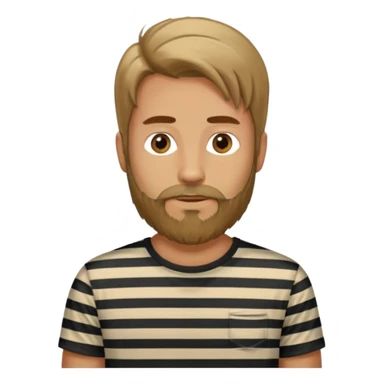 man with long hair and beard wearing vertical striped t-shirt sticker