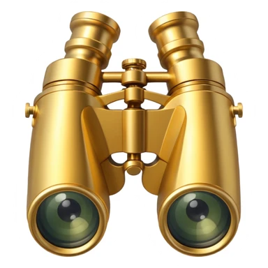 gold binoculars with large lenses simple eye holes and straight shaft sticker