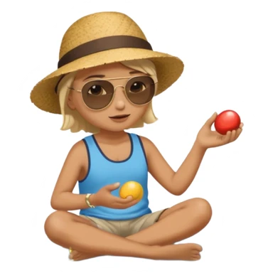 Someone sitting on the ground in the Beach close to the water and throws stone at the water and it's a sunrise  sticker