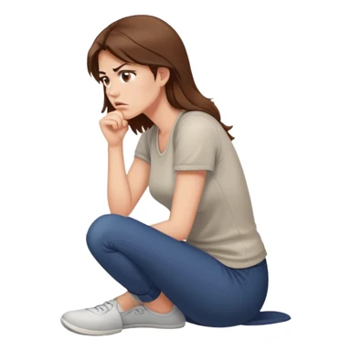 angry woman with brown hair sitting on a floor in profile avoiding conversation sticker