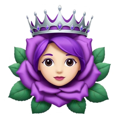 Purple rose with silver tiara and a purple emblem leaf wreath sticker
