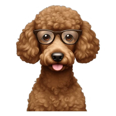 A brown poodle wearing glasses sticker