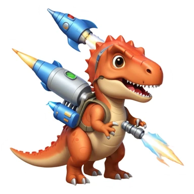 rocket-propelled dinosaur portrait, head and shoulders only, cute T-rex face, rocket pack visible behind shoulders, glowing thrusters, 3D cartoon, mobile game icon style, clean background, no text, no watermark sticker