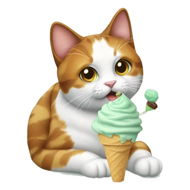 calico cat with mint icecream  sticker