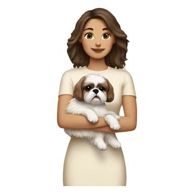 Brunette woman holding all beige shih tzu sticker