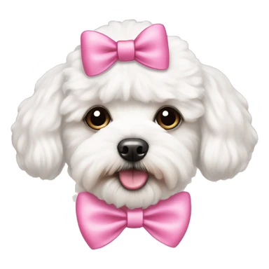 white maltipoo with pink bow on the head sticker