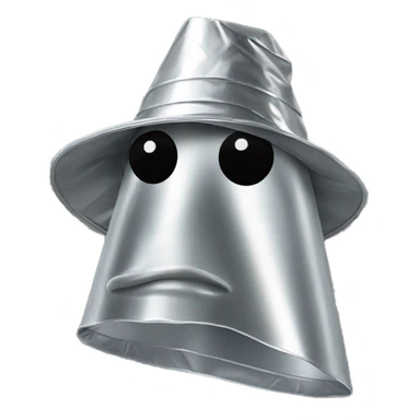 a pointed conspiracy tin foil hat pulled down to the nose sticker