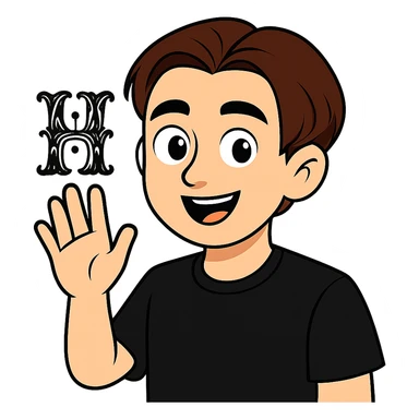 Remove the background and make the 'HI' text more ornate and decorative, keep the rest of the image the same, with a transparent background. sticker