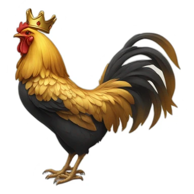 proud and howling golden rooster with a crown on its head sticker