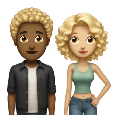 Boyfriend with curly blonde hair and girlfriend with black hair  sticker