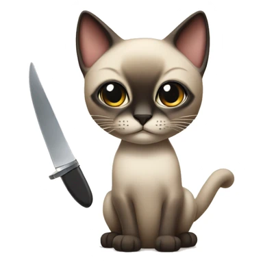 Siamese cat holding knife sticker