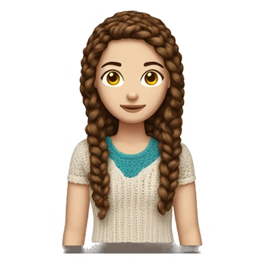White girl with straight brown hair crocheting  sticker