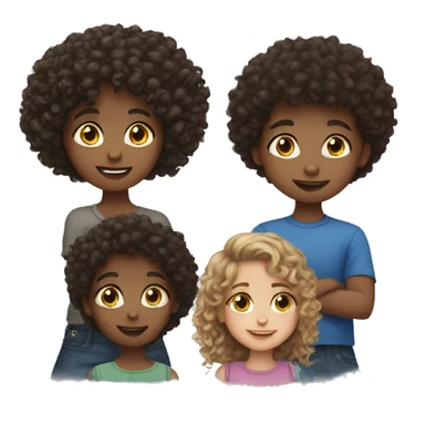 3 siblings 1 bay boy 2 girls curly hair sticker
