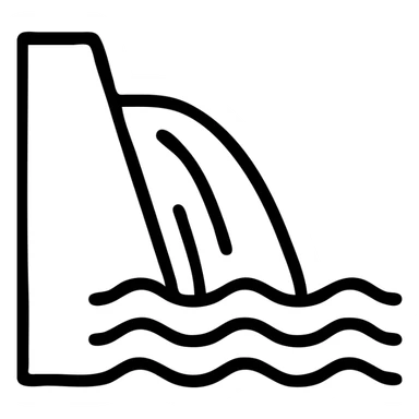 outlined dam with water flowing icon sticker
