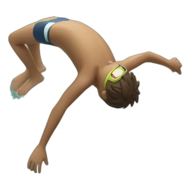 side view of an emoji boy diving into a swimming pool sticker