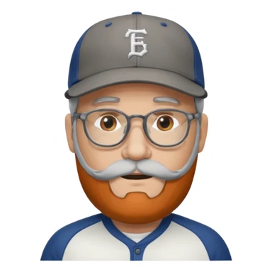 male full gray beard glasses and baseball cap sticker