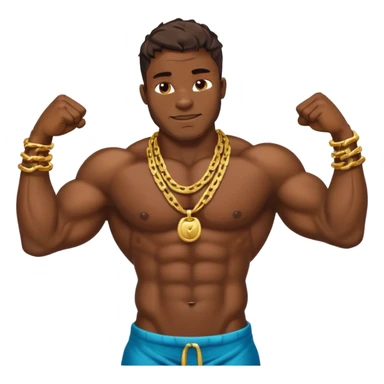 smug muscular shirtless nigerian flexing with gold chain sticker