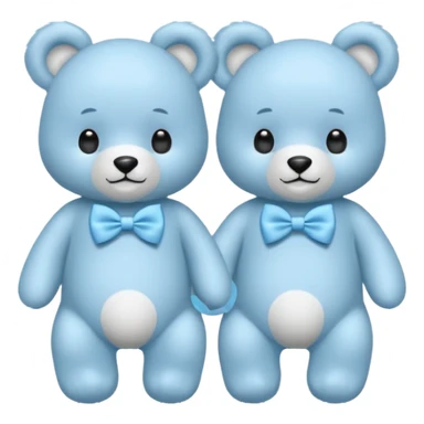 sweet twin baby blue bears with blue bow tie sticker