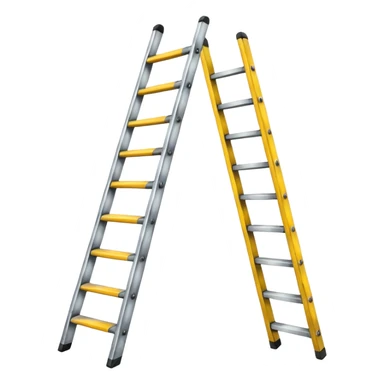 Broken ladder with tape fix sticker