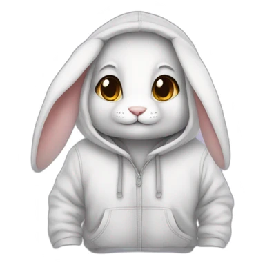 A rabbit with an Evoli hoodie sticker