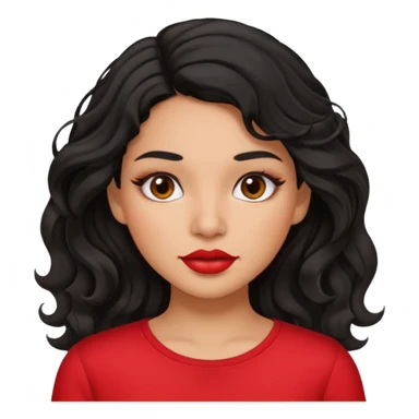 Latina girl with lip liner and black wavy hair sticker