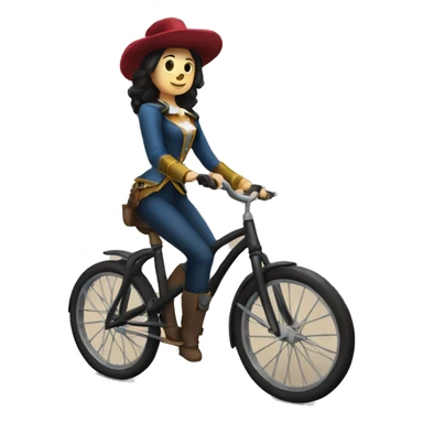 female musketeer riding a unicycle dark hair average build sticker