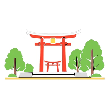 shinto shrine, cartoonish sticker style sticker