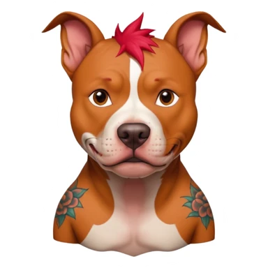 very tattoed pitbull dog with red spky hair sticker