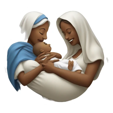 Mother Mary tickling baby Jesus sticker