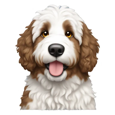white bernedoodle with brown spots sitting  sticker