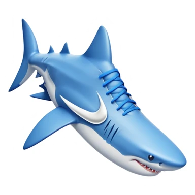 A shark with blue nike shoes sticker