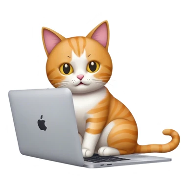 cat with macbook sticker