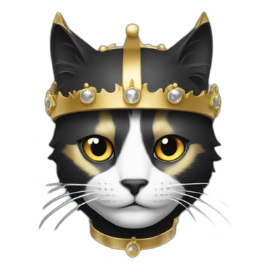 chat noir et blanc avec une couronne en or sticker
