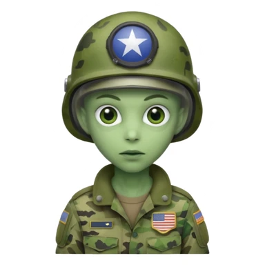alien, wearing america soldier custome, half body sticker