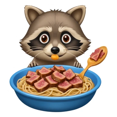 raccoon with SPAM meat and spaghetti slop sticker