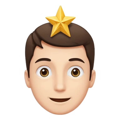 a man looking up with star eyes, smiling sticker