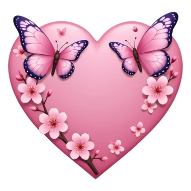heart with sakura and butterflies sticker