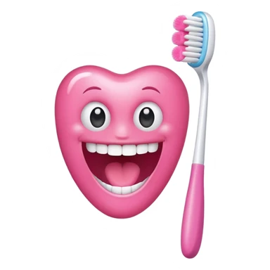 smiling mouth with toothbrush pink theme sticker