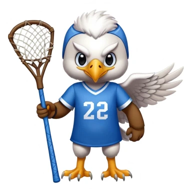 Eagle with lacrosse stick blue jersey sticker