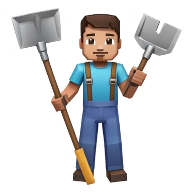 Minecraft character holding a shovel sticker